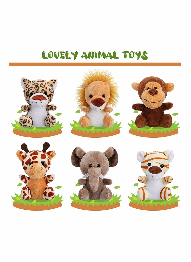 Toy Decorations, 6 Pieces Mini Stuffed Forest Animals Jungle Animal Plush Toys in 4.8 Inch Cute Plush Elephant Lion Giraffe Tiger Plush for Animal Themed Parties  - Image 3