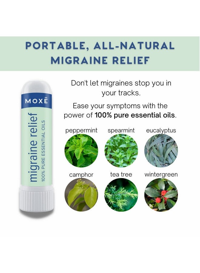 MOXE Migraine Relief Nasal Inhalers, Essential Oils for Headaches & Tension Relief, Portable Aromatherapy, Easy-to-Use, Pure & Undiluted, Peppermint, Spearmint, Eucalyptus, Tea Tree, USA Made, 3 Pack - Image 2