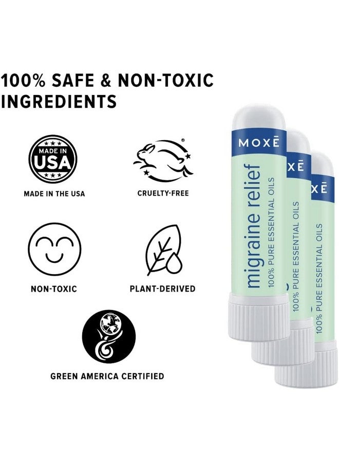 MOXE Migraine Relief Nasal Inhalers, Essential Oils for Headaches & Tension Relief, Portable Aromatherapy, Easy-to-Use, Pure & Undiluted, Peppermint, Spearmint, Eucalyptus, Tea Tree, USA Made, 3 Pack - Image 4