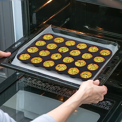 Inn Diary Silicone Muffin Pan for Baking 24 Cups Non-Stick Mini Cupcake Pan,BPA Free Silicone Baking Mold for Muffin Cupcake Egg Bite Maker 2 Pack,Black - Image 4