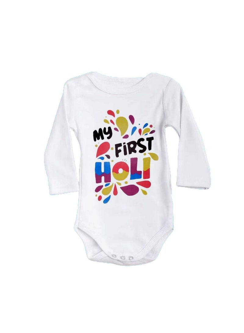 Holi Festival Baby Romper-Long Sleeve|Cotton Fabric|Jumpsuit For Boys&Girls-Soft,Breathable Outfit For Festive Celebrations|Lightweight  - Image 1
