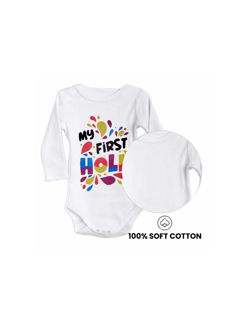 Holi Festival Baby Romper-Long Sleeve|Cotton Fabric|Jumpsuit For Boys&Girls-Soft,Breathable Outfit For Festive Celebrations|Lightweight  - Image 3