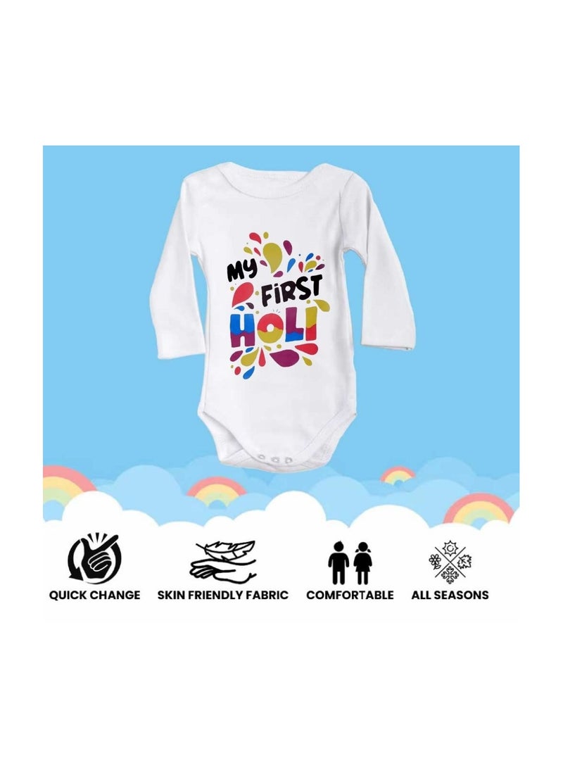 Holi Festival Baby Romper-Long Sleeve|Cotton Fabric|Jumpsuit For Boys&Girls-Soft,Breathable Outfit For Festive Celebrations|Lightweight  - Image 4