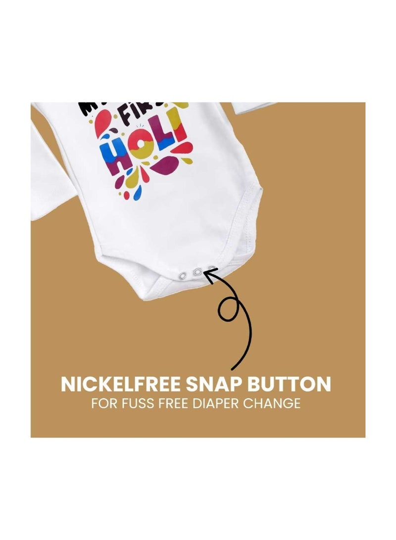 Holi Festival Baby Romper-Long Sleeve|Cotton Fabric|Jumpsuit For Boys&Girls-Soft,Breathable Outfit For Festive Celebrations|Lightweight  - Image 5