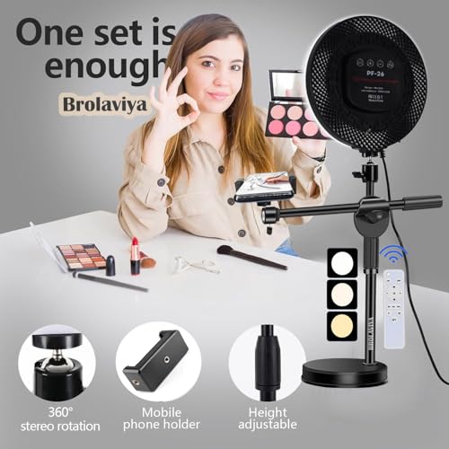 BROLAVIYA Overhead Video Floor Stand with Full-Screen Fill 10" Ring Light with Remote, Metal Flexible arm,1/4" Head for Camera, Webcam, with Mobile Bracket for YouTube, Desktop, Bedroom, Office. - Image 4