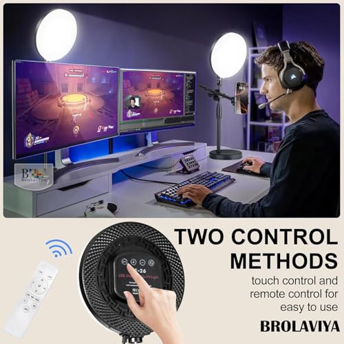BROLAVIYA Overhead Video Floor Stand with Full-Screen Fill 10" Ring Light with Remote, Metal Flexible arm,1/4" Head for Camera, Webcam, with Mobile Bracket for YouTube, Desktop, Bedroom, Office. - Image 2