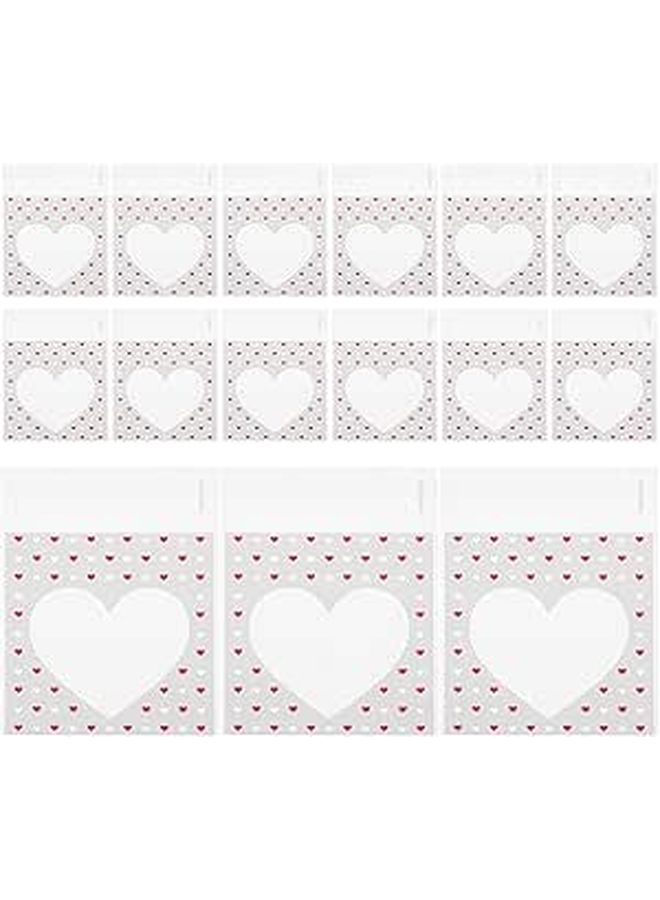 Small Heart Cellophane Bags 100pcs Self Adhesive Treat Bags For Valentine Bake Sale Candy Packaging - Image 1