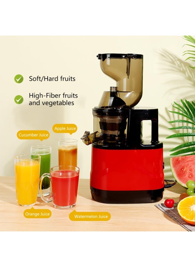 DubaiGallery Slow Masticating Cold Press Juicer with Wide Chute, Quiet Motor & Ice Cream Maker - Black and Red Electric Citrus Fruit Vegetable Juicer Machine for Home, Includes Filter Cup & Easy Clean Design, Kitchen Appliance  - Image 2