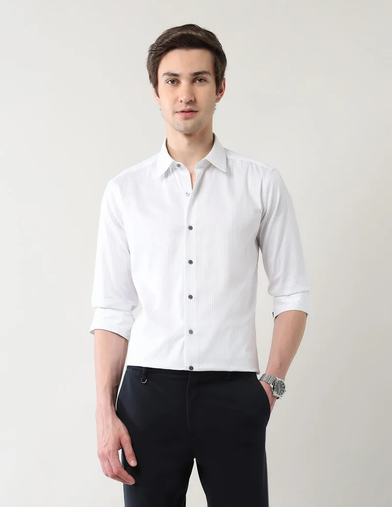 Arrow Manhattan Slim Fit Pinstriped Shirt