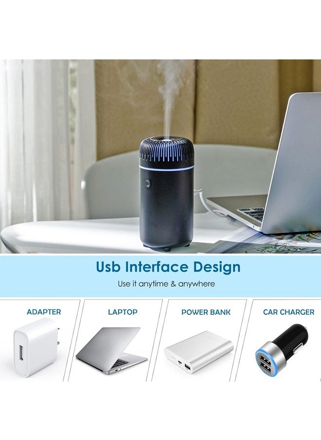 Aromatherapy Essential Oil Diffuser,Car Diffuser,Humidifier,Car Air Freshener Diffuser,USB Cool Mist Mini Portable Diffuser for Car Home Office Bedroom (Black)