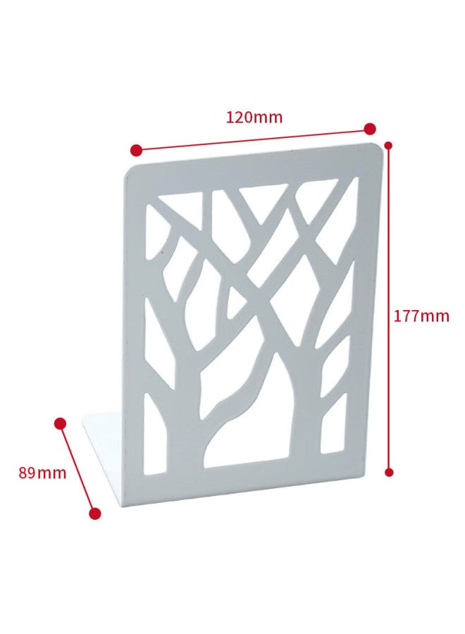 Tango L-shaped Medium Hollow White Tree Shadow Bookend Simple Desktop Bookshelf Book Stand Bookend Clip 1 Pair - Image 2