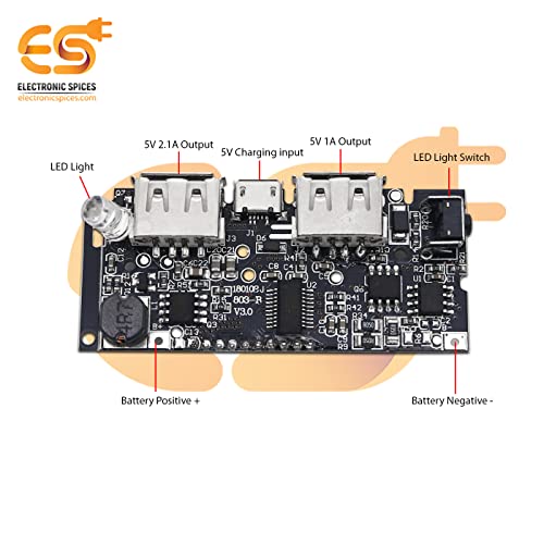 Electronicspices Electronic Spices Dual Usb Output 5v 2.1a 1a Power Bank Charging Module With Digital Lcd Display Indicator (Pack of 1) - Image 2