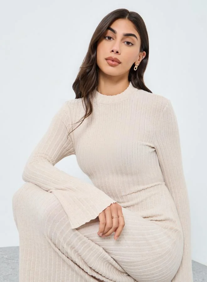 Take Two Take Two Beige Textured Knit Maxi Dress