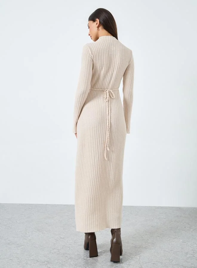 Take Two Take Two Beige Textured Knit Maxi Dress