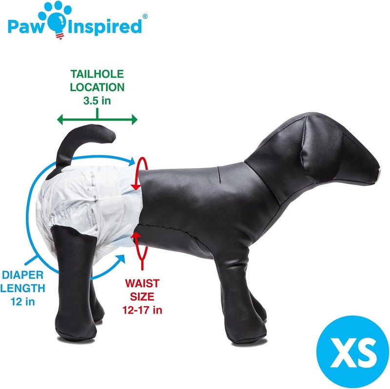 Paw Inspired مناديل يومية للكلاب مستوحاة من مخالب الكلاب | مناديل للكلاب الإناث بحماية فائقة | مناديل للكلاب أثناء فترة الحرارة، أو عند التبول المفرط، أو عدم القدرة على التحكم في التبول (حجم X-Small، 12 قطعة) - Image 5