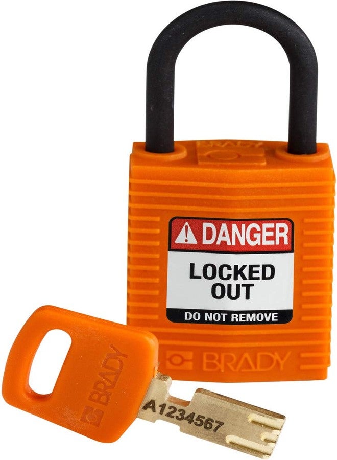 Brady SafeKey Lockout Padlock Nylon Orange 1.0" Plastic Shkl Keyed Different - Image 1