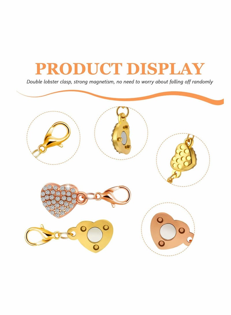 KASTWAVE أقفال مغناطيسية للمجوهرات، 8 قطع قفل مجوهرات مع قفل جراد البحر، أقفال رينستون مغناطيسية ذاتية المحاذاة لصنع المجوهرات، مشبك قلادة DIY، تناسب معظم القلائد والأساور - Image 5