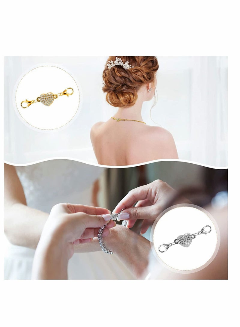 KASTWAVE أقفال مغناطيسية للمجوهرات، 8 قطع قفل مجوهرات مع قفل جراد البحر، أقفال رينستون مغناطيسية ذاتية المحاذاة لصنع المجوهرات، مشبك قلادة DIY، تناسب معظم القلائد والأساور - Image 3