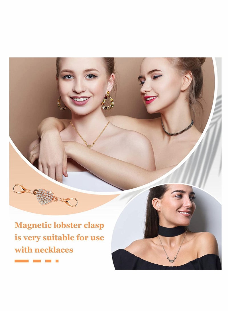 KASTWAVE أقفال مغناطيسية للمجوهرات، 8 قطع قفل مجوهرات مع قفل جراد البحر، أقفال رينستون مغناطيسية ذاتية المحاذاة لصنع المجوهرات، مشبك قلادة DIY، تناسب معظم القلائد والأساور - Image 2