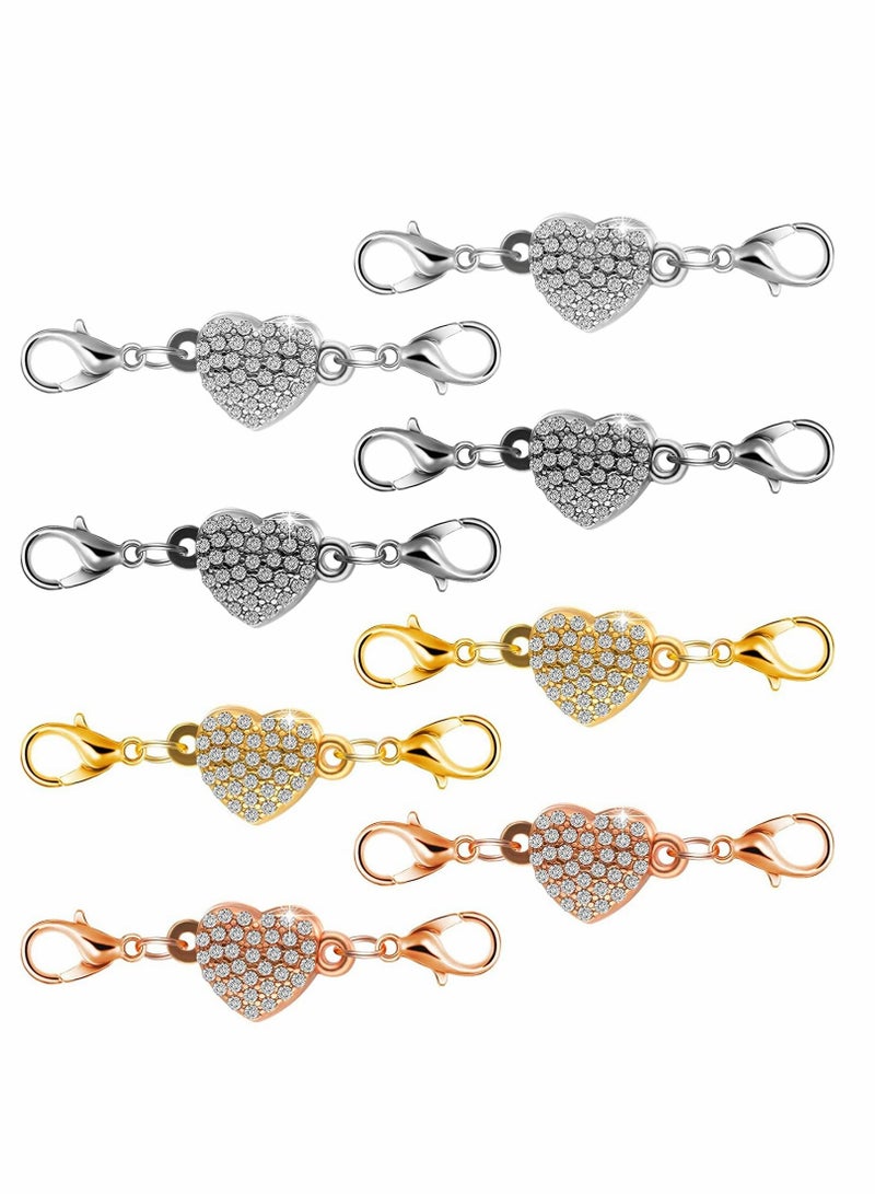 KASTWAVE أقفال مغناطيسية للمجوهرات، 8 قطع قفل مجوهرات مع قفل جراد البحر، أقفال رينستون مغناطيسية ذاتية المحاذاة لصنع المجوهرات، مشبك قلادة DIY، تناسب معظم القلائد والأساور - Image 1