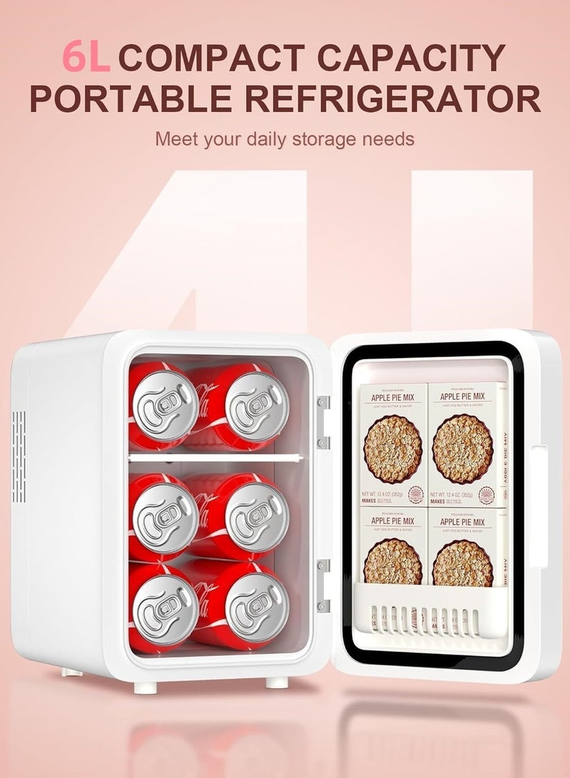 ثلاجة مكياج سعة 6 لتر، ثلاجة صغيرة للمكياج، مع مرآة بإضاءة LED قابلة للتعتيم، ثلاجة صغيرة محمولة لمستحضرات التجميل والعناية بالبشرة - Image 2
