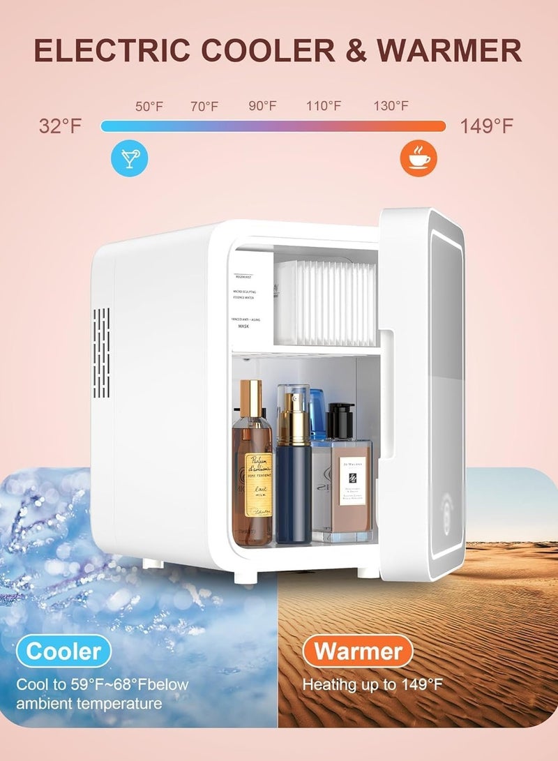 ثلاجة مكياج سعة 6 لتر، ثلاجة صغيرة للمكياج، مع مرآة بإضاءة LED قابلة للتعتيم، ثلاجة صغيرة محمولة لمستحضرات التجميل والعناية بالبشرة - Image 5