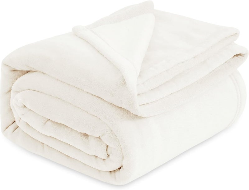 Moro Moro 3 Fleece Blankets White Throw Blankets Soft Lightweight Bed Blanket Premium Microfiber 280x180cm