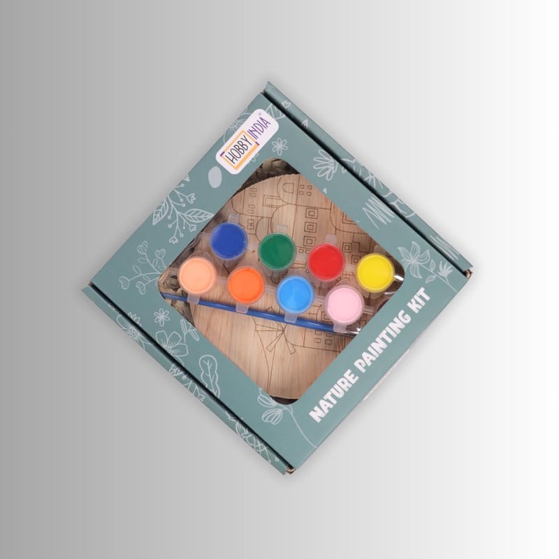 HOBBY INDIA Wooden Painting Kit Set for Kids & Adults | Wall Decor Art & Craft for Home & Office | Round Tree Circle Coaster | Birthday Gift for Girls & Boys | Hanging Living Room & Bedroom (M.C) - Image 3