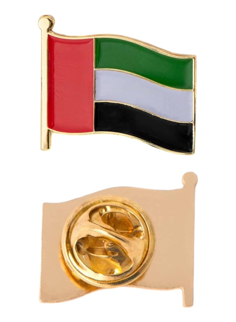 زاب دبابيس طية صدر السترة تحمل العلم الوطني لدولة الإمارات العربية المتحدة (عبوة من قطعتين) - Image 1