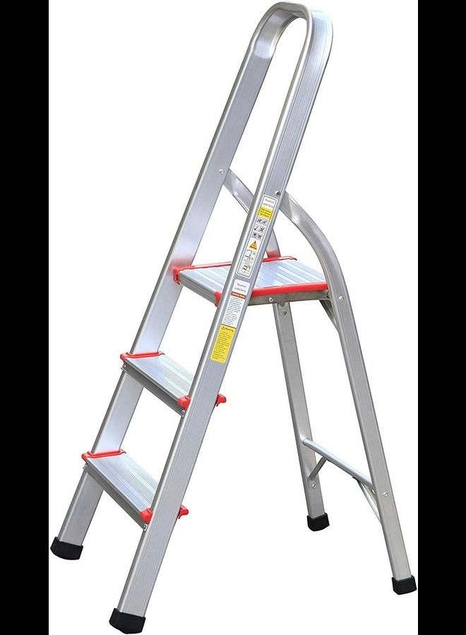 ABBASALI 3 Steps Household Aluminium Ladder with Platform Step at Top  - Image 1