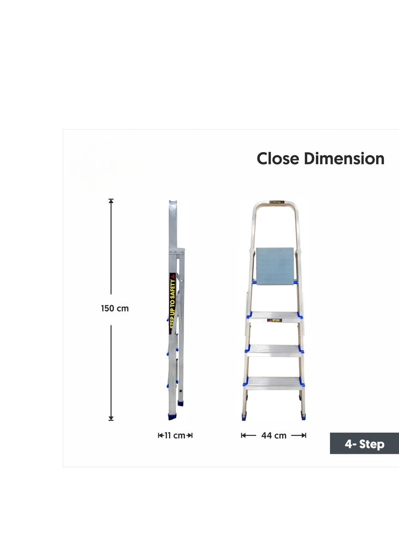 ABBASALI 3 Steps Household Aluminium Ladder with Platform Step at Top  - Image 4