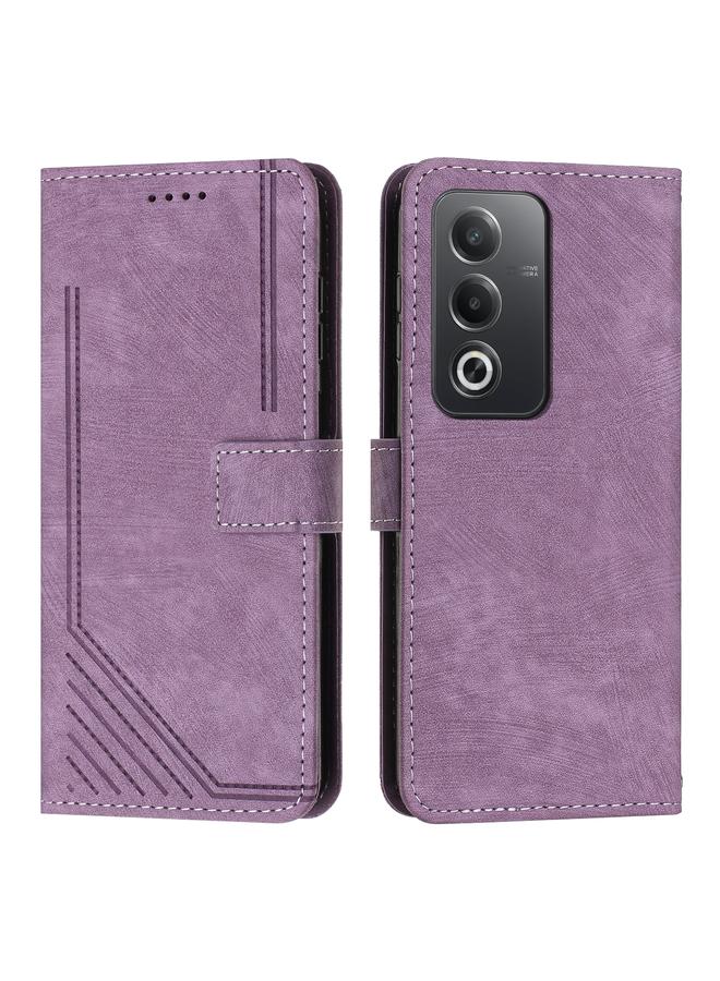 S-TOP Case For OPPO A3 Pro Global Skin Feel Stripe Pattern Leather Phone Case with Long Lanyard - Image 1