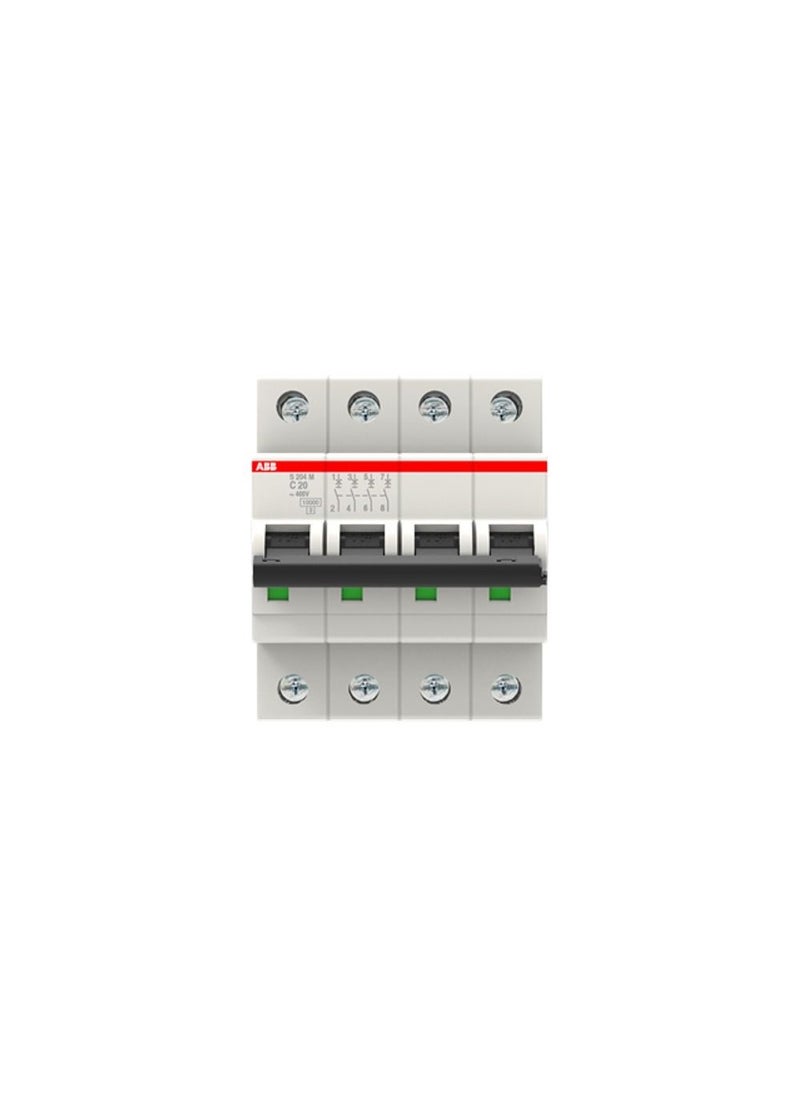 ABB 20A 4 Pole Miniature Circuit Breaker 10KA S204M - C20 (2CDS274001R0204) - pzsku/ZC63CBF1AC85F6AFB8213Z/45/_/1653477965/a60d1120-6fc1-4369-8f5d-4c8964a2f190