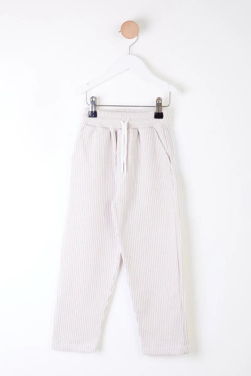 Tofisa Girl Beige Striped Trousers - 26102