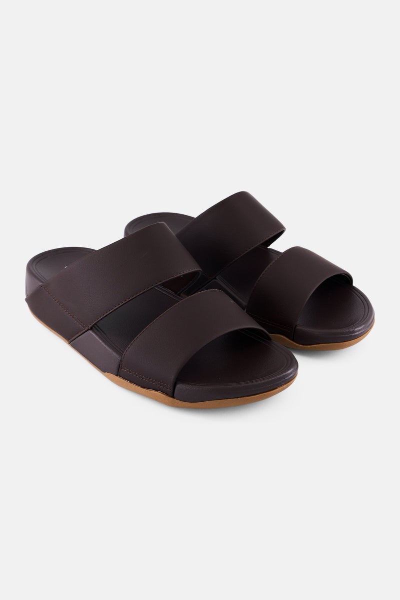 English Laundry Men 2 Strap Slip On Arabic Sandals, Coffee - Image 1