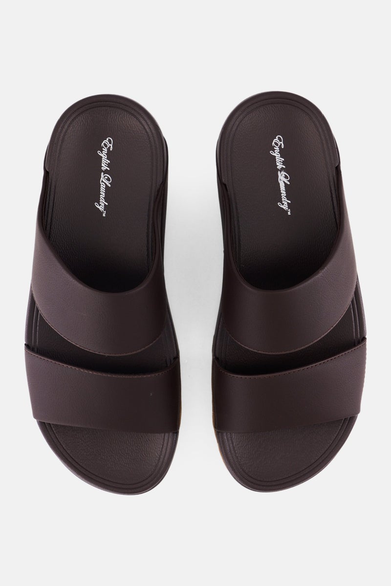 English Laundry Men 2 Strap Slip On Arabic Sandals, Coffee - Image 3