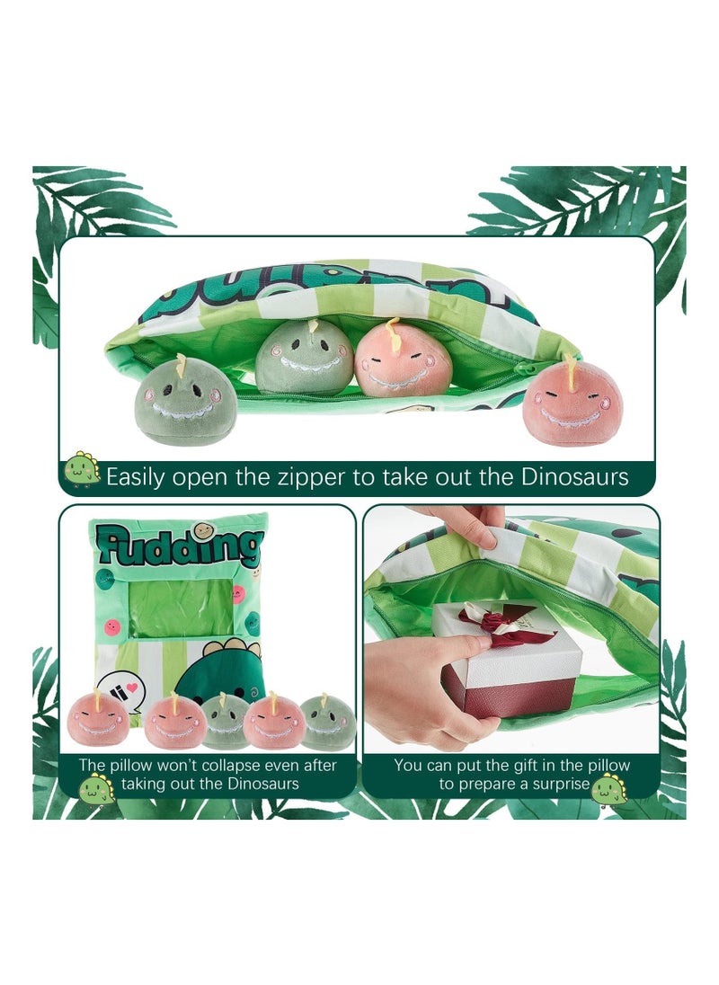 Plush Pillow Kawaii Room Decor Throw Removable Stuffed Animal Toys Fluffy Dinosaur Creative Gifts for Teens Girls Kids Green  - Image 4