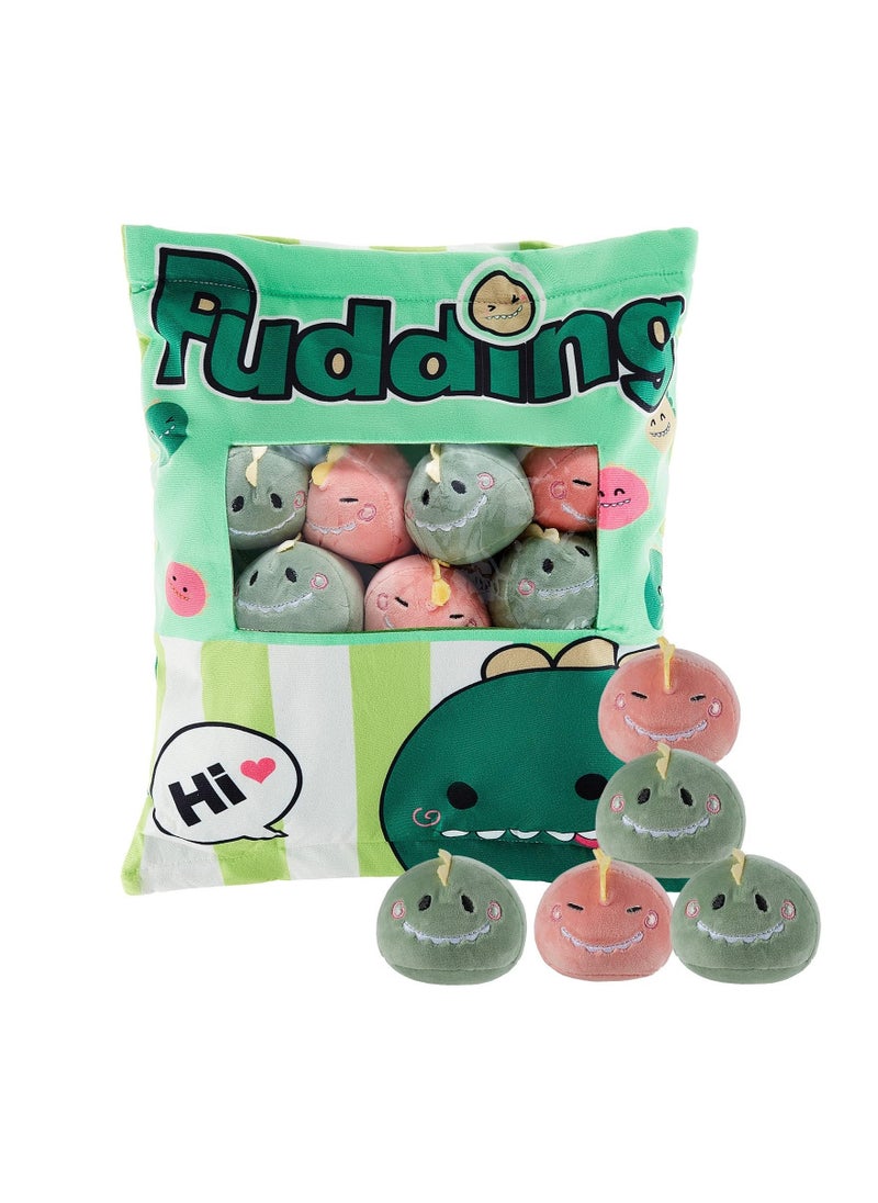 Plush Pillow Kawaii Room Decor Throw Removable Stuffed Animal Toys Fluffy Dinosaur Creative Gifts for Teens Girls Kids Green  - Image 1