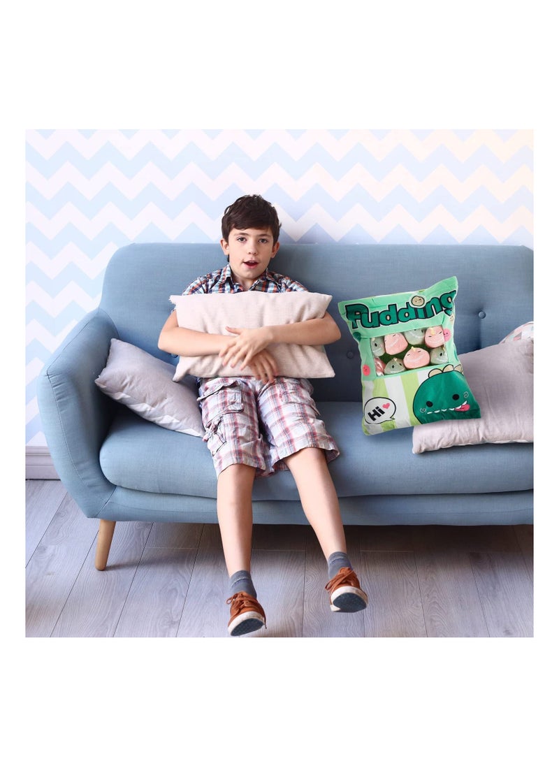Plush Pillow Kawaii Room Decor Throw Removable Stuffed Animal Toys Fluffy Dinosaur Creative Gifts for Teens Girls Kids Green  - Image 2