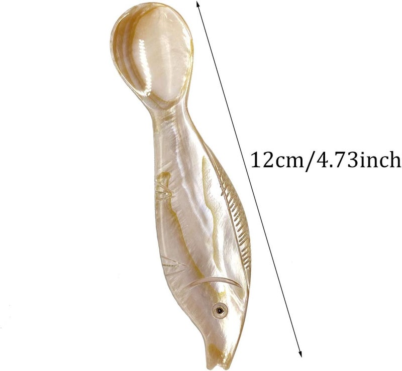 Wenplus 2 Pack 4.73inch Caviar Spoons Handcraft Mother of Pearl MOP Caviar Spoon W Round Handle with One Plastic Storage Box -Coffee Color, Style F - Image 2