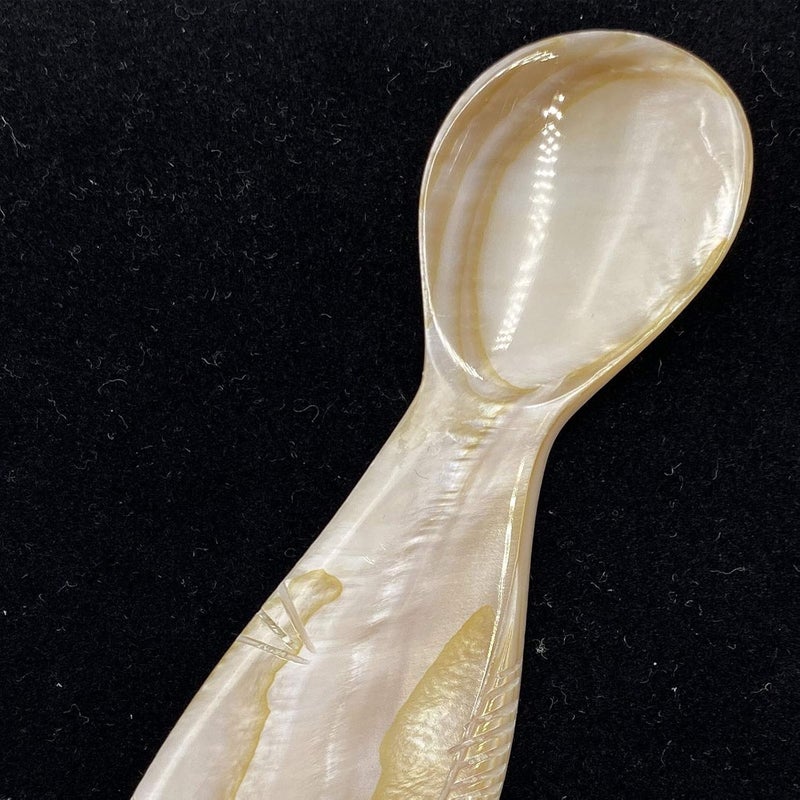 Wenplus 2 Pack 4.73inch Caviar Spoons Handcraft Mother of Pearl MOP Caviar Spoon W Round Handle with One Plastic Storage Box -Coffee Color, Style F - Image 5