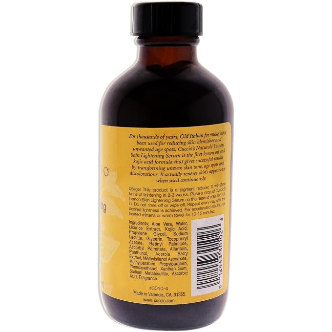 Cuccio Naturale Lemon Skin Lightening Serum - Reduces And Lightens Skin Pigmentations, Age Spots And Discolourations - Renews Skin Appearance - Aid In Recovery From UV Damages - 4 Oz - Image 2