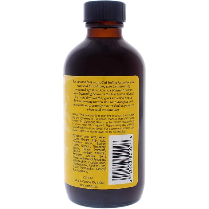 Cuccio Naturale Lemon Skin Lightening Serum - Reduces And Lightens Skin Pigmentations, Age Spots And Discolourations - Renews Skin Appearance - Aid In Recovery From UV Damages - 4 Oz - Image 3