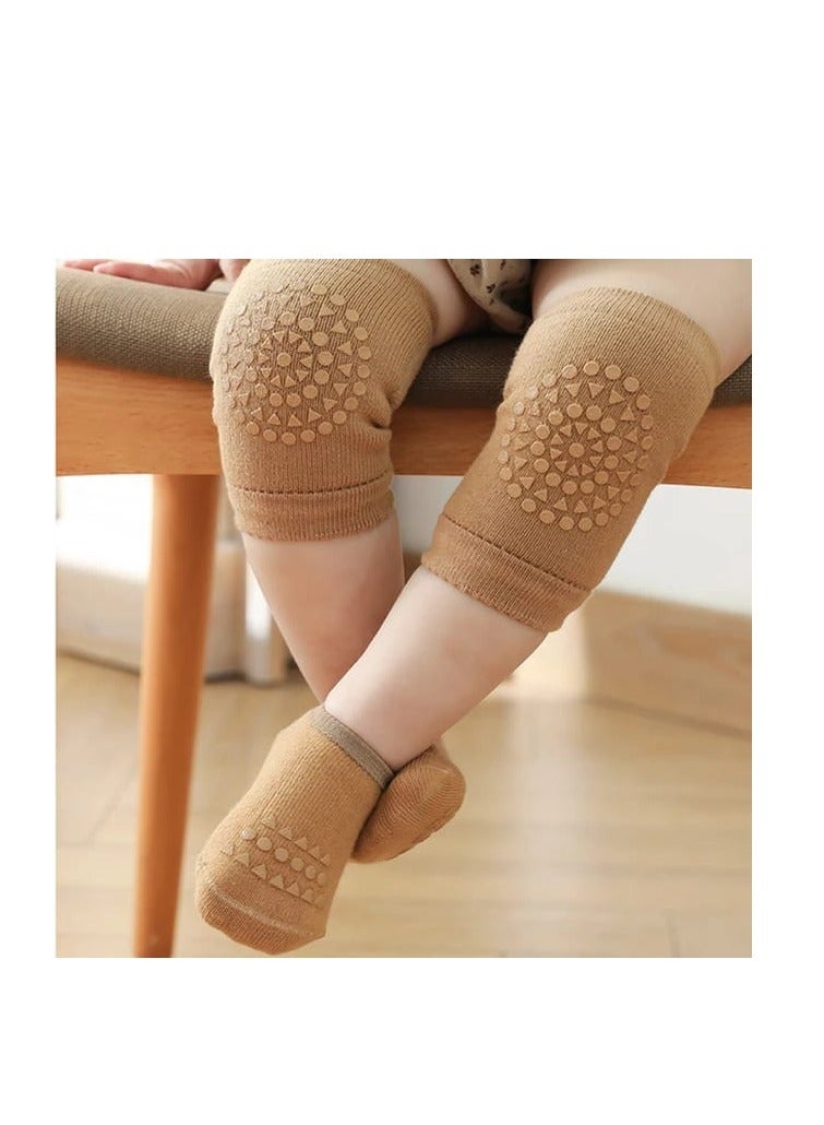 BAIG Baby Knee Pads Socks Set for Girls Boys Summer Solid Color Anti Slip Socks Kid Crawling Safety Floor Sock Leg Knee Protector 