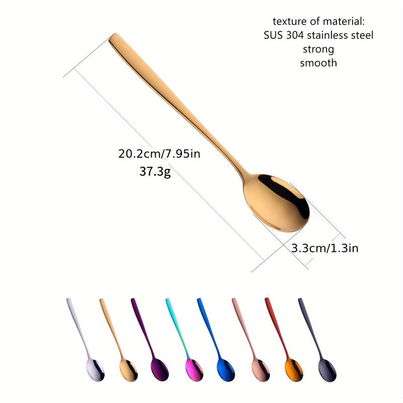 5pcs Colorful Spoons Stainless Steel Long Handled Mixing Spoons Set Dishwasher Safe - Image 3