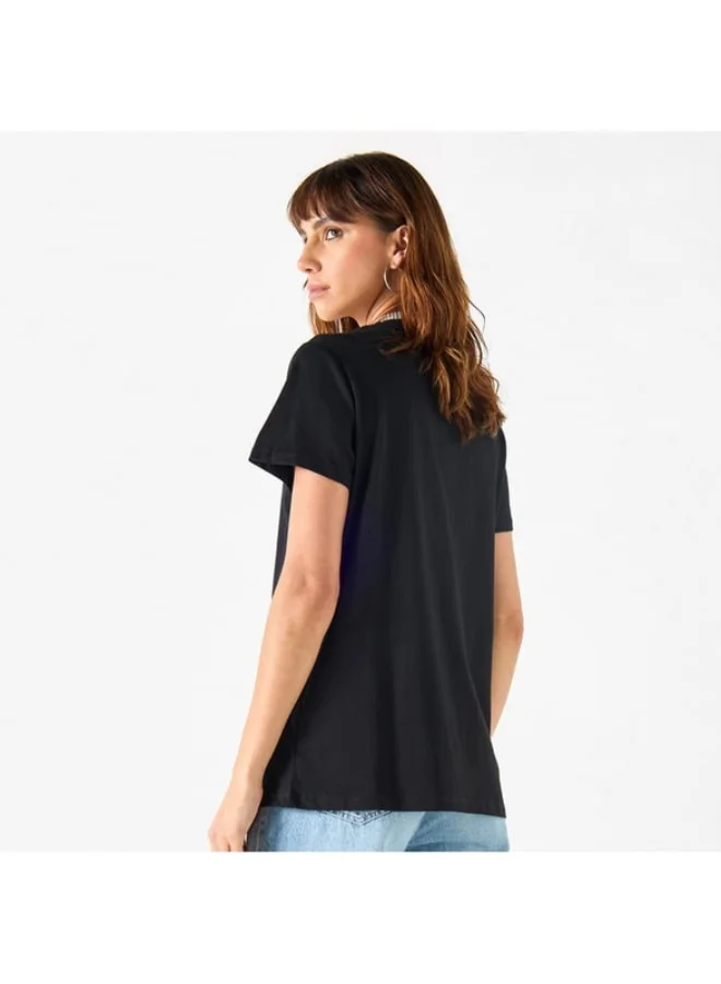 2Xtremz 2Xtremz Embellished Crew Neck T-shirt with Short Sleeves