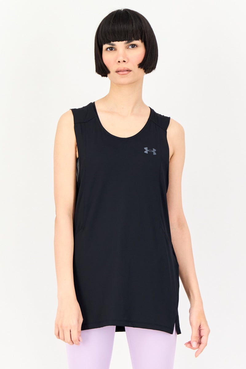 UNDER ARMOUR Women Fitted Sleeveless Training Tank Top, Black - Image 1