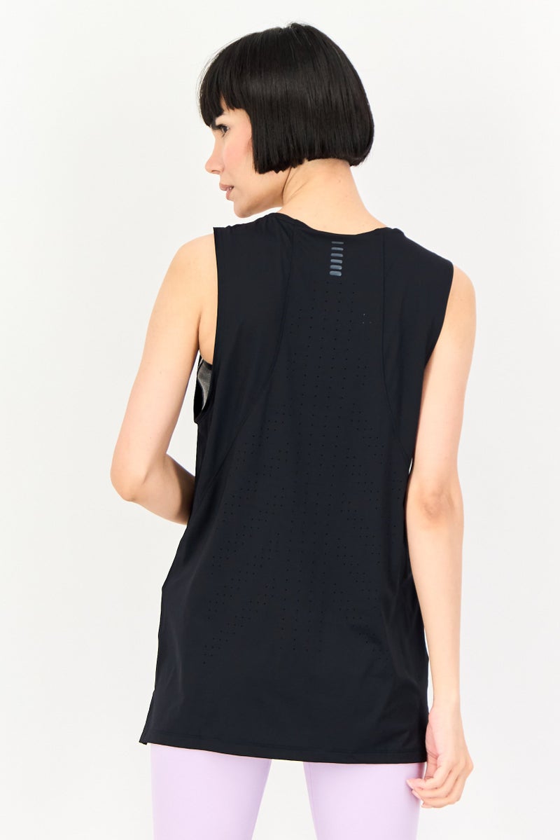 UNDER ARMOUR Women Fitted Sleeveless Training Tank Top, Black - Image 2