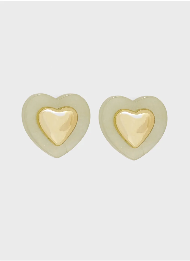 جينجر Heart Stud Earrings