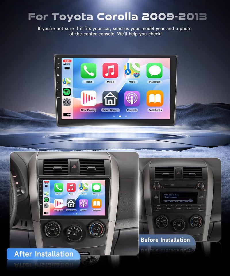 VECHTEL 4G+64G for Toyota Corolla 2009-2013 Car Radio, Wireless Carplay Android Auto Android 15 Touch Screen Car Stereo, Bluetooth, GPS Navi, 5G WiFi, SWC, HD Backup Camera - Image 2